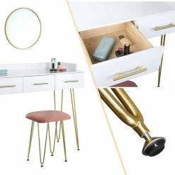 EUGAD Schminktisch, mit 3 Schubladen Tischplatte 100x40cm, Kosmetiktisch für Schlafzimmer, Weiß -EUGAD Verkäufe e6d38908 e191 445c bb52 43929b47fa1e