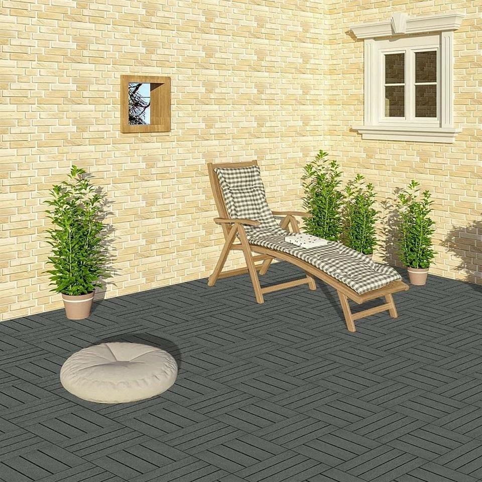 EUGAD WPC-Fliesen, 22 Stück WPC Terrassenfliesen in T-Form 30x30cm Dunkelgrau Anthrazit, Braun, Hellgrau 20 EUGAD WPC-Fliesen, 22 Stück WPC Terrassenfliesen in T-Form 30x30cm Dunkelgrau Anthrazit, Braun, Hellgrau – Bild 18