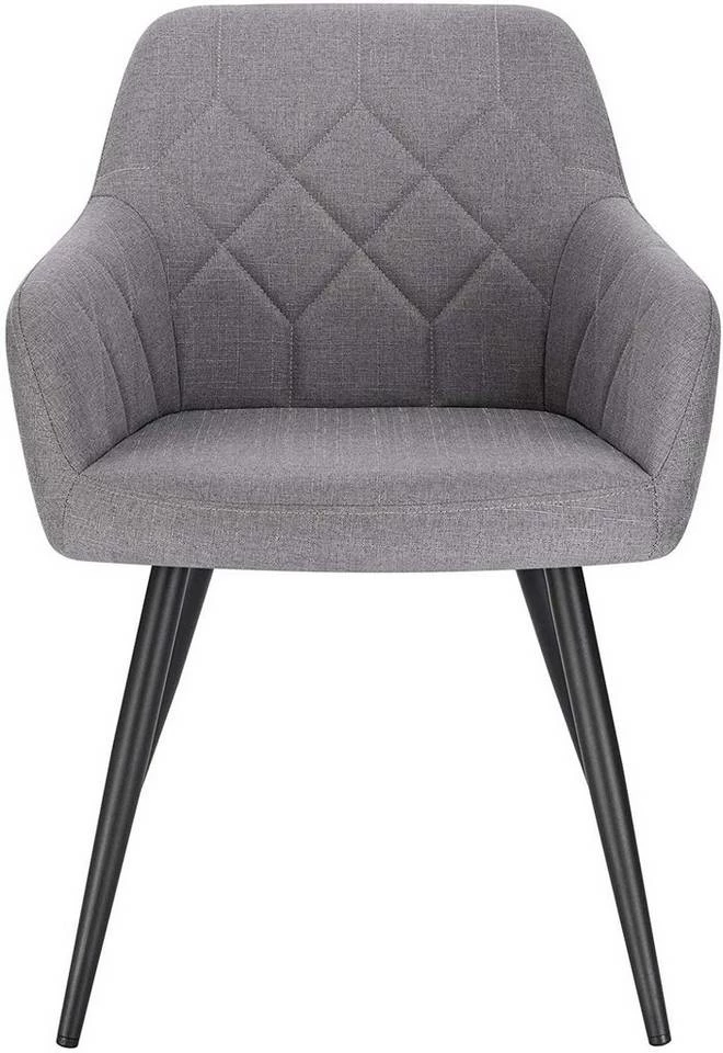 EUGAD Esszimmerstuhl, Polsterstuhl Leinen,mit Armlehnen Metallbeinen Dunkelgrau, Hellgrau 3 EUGAD Esszimmerstuhl, Polsterstuhl Leinen,mit Armlehnen Metallbeinen Dunkelgrau, Hellgrau