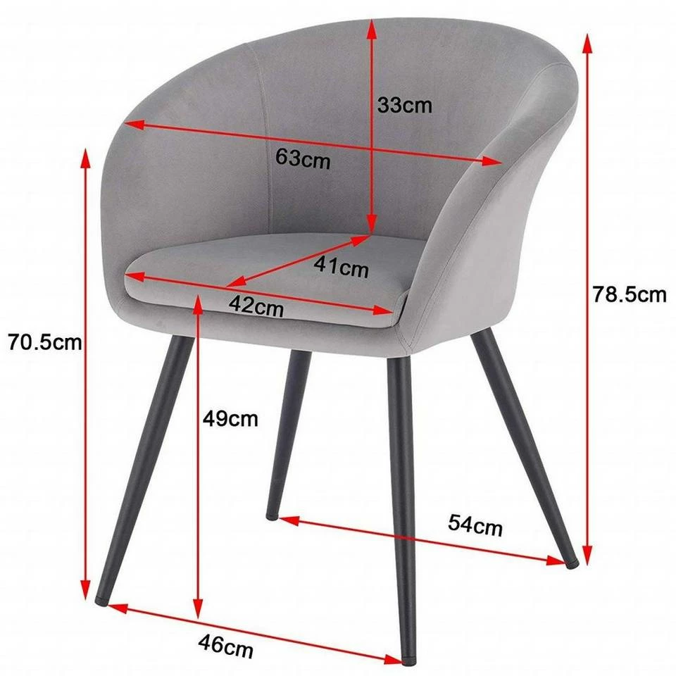 EUGAD Esszimmerstuhl, mit Armlehne, Retro Design, Samt, Metall Dunkelgrau Hellgrau, Schwarz 18 EUGAD Esszimmerstuhl, mit Armlehne, Retro Design, Samt, Metall Dunkelgrau Hellgrau, Schwarz – Bild 16