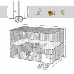 EUGAD Freigehege, Freigehege Kaninchen mit Stauraum Hasen Meerschweinchen Welpenauslauf Laufgitter mit Tür&Treppe DIY Schwarz 41 Platten (35x35cm/Platte) 105 x 70 x 70 cm -EUGAD Verkäufe e8aa7b3e af52 5798 b5c2 41e93cc689a9