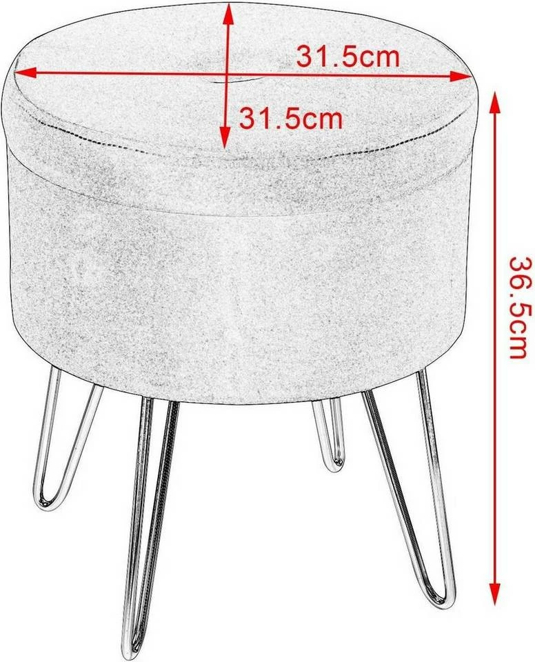 EUGAD Sitzhocker, Samthocker mit Stauraum, rund, mit stabilen goldenen Metallfüßen, Türkis Dunkelgrau, Dunkelgrün, Hellgrau, Rosa, Türkis 23 EUGAD Sitzhocker, Samthocker mit Stauraum, rund, mit stabilen goldenen Metallfüßen, Türkis Dunkelgrau, Dunkelgrün, Hellgrau, Rosa, Türkis – Bild 21