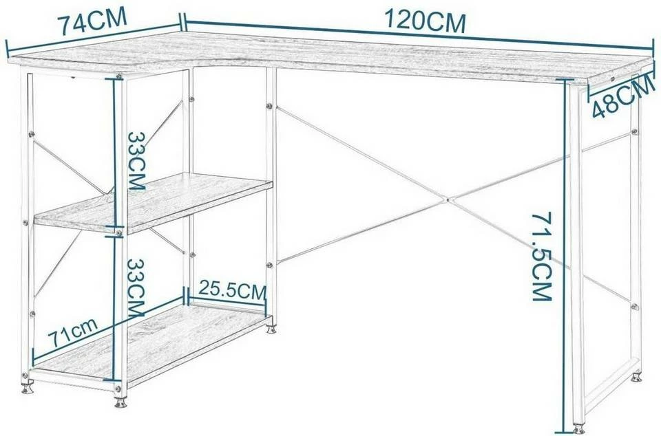EUGAD Schreibtisch, PC-Tisch Bürotisch Arbeitstisch mit Bücherregal Holz 120x74x71,5 cm Hell Eiche Holz Vintage, Weiß+Hell Eiche 19 EUGAD Schreibtisch, PC-Tisch Bürotisch Arbeitstisch mit Bücherregal Holz 120x74x71,5 cm Hell Eiche Holz Vintage, Weiß+Hell Eiche – Bild 17
