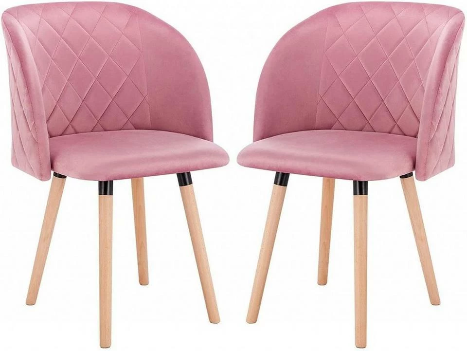 EUGAD Esszimmerstuhl, 2er-Set Esszimmerstuhl Küchenstuhl Samt Massivholz Rosa Cremeweiß 3 EUGAD Esszimmerstuhl, 2er-Set Esszimmerstuhl Küchenstuhl Samt Massivholz Rosa Cremeweiß