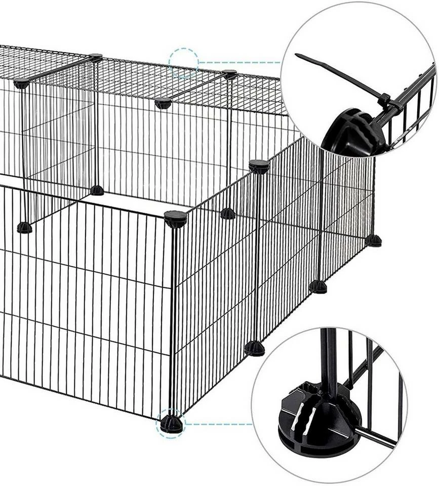 EUGAD Freigehege, DIY 16 Platten Schwarz Laufstall Kleintiere Schwarz 109x109x39cm 7 EUGAD Freigehege, DIY 16 Platten Schwarz Laufstall Kleintiere Schwarz 109x109x39cm – Bild 5