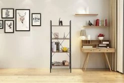 EUGAD Bücherregal, Standregal Bücherregal Metallregal Leiterregal Stufenregal Multifunktionale Regal Industrie Design MDF Metall Schwarz+schwarzer Marmor Golden+Weißer Marmor, Vintage -EUGAD Verkäufe ec3062a8 690e 5538 a542 e1c6679edfae