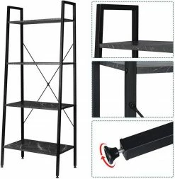 EUGAD Bücherregal, Standregal Bücherregal Metallregal Leiterregal Stufenregal Multifunktionale Regal Industrie Design MDF Metall Schwarz+schwarzer Marmor Golden+Weißer Marmor, Vintage -EUGAD Verkäufe ecab8072 8291 5547 ad8d 910f0d286c1d