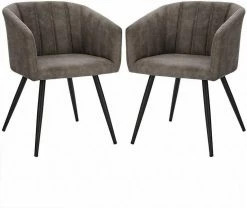 EUGAD Esszimmerstuhl, 2er-Set Polsterstuhl aus Stoffbezug mit Sesselförmigem Gepolstertem Sitz Dunkelbraun Grau -EUGAD Verkäufe ed23bf7d 31c5 57b3 b78c c914e1d34851