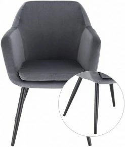 EUGAD Polsterstuhl (1 Stück), Küchenstuhl Samt Stuhl Sessel mit Armlehne, Metallbeine, für Esszimmer Wohnzimmer, Schwarz Dunkelgrau 47 EUGAD Polsterstuhl (1 Stück), Küchenstuhl Samt Stuhl Sessel mit Armlehne, Metallbeine, für Esszimmer Wohnzimmer, Schwarz Dunkelgrau -EUGAD Verkäufe ed45a56d c830 53a3 856c 54de984c811c