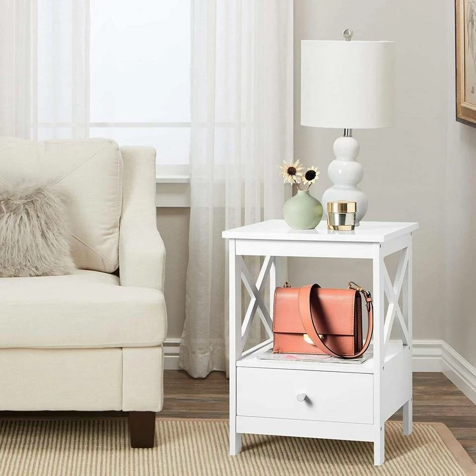 EUGAD Nachttisch, 2er-Set Beistelltisch Nachtschrank Nachtkommode Sofatisch aus MDF mit Schublade und Ablage für Schlafzimmer oder Wohnzimmer Weiß 4 EUGAD Nachttisch, 2er-Set Beistelltisch Nachtschrank Nachtkommode Sofatisch aus MDF mit Schublade und Ablage für Schlafzimmer oder Wohnzimmer Weiß – Bild 2