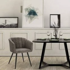 EUGAD Esszimmerstuhl, 2er-Set Polsterstuhl aus Stoffbezug mit Sesselförmigem Gepolstertem Sitz Dunkelbraun Grau -EUGAD Verkäufe ed9fbc38 b4ab 5324 ab68 8ae7dfc249ba