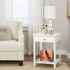 EUGAD Nachttisch, Nachtkommode Sofatisch Kaffeetisch Beistelltisch Nachtschrank für Wohnzimmer Schlafzimmer mit Schublade mit Ablage aus MDF Weiß -EUGAD Verkäufe edc2198e 20ce 5f5f a262 94c0efbe36d2