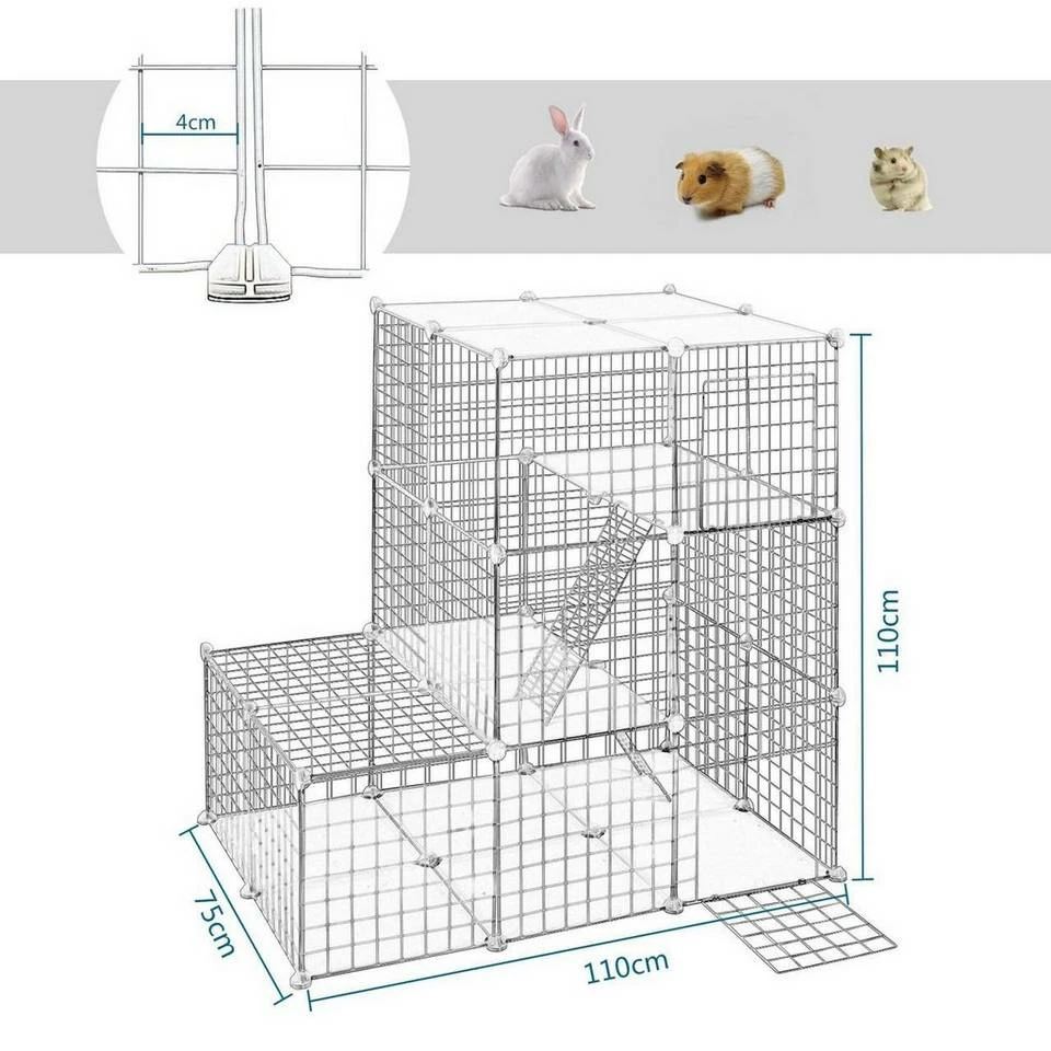EUGAD Freigehege, Freigehege Kaninchen mit Stauraum Hasen Meerschweinchen Welpenauslauf Laufgitter mit Tür&Treppe DIY Schwarz 48 Platten (35x35cm/Platte) 110x 75 x 110 cm 5 EUGAD Freigehege, Freigehege Kaninchen mit Stauraum Hasen Meerschweinchen Welpenauslauf Laufgitter mit Tür&Treppe DIY Schwarz 48 Platten (35x35cm/Platte) 110x 75 x 110 cm – Bild 3