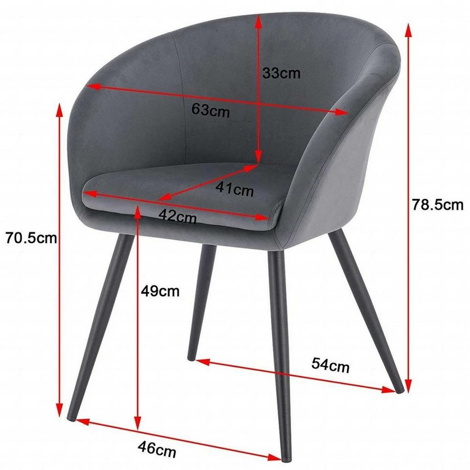 EUGAD Esszimmerstuhl, mit Armlehne, Retro Design, Samt, Metall Dunkelgrau Hellgrau, Schwarz 5 EUGAD Esszimmerstuhl, mit Armlehne, Retro Design, Samt, Metall Dunkelgrau Hellgrau, Schwarz – Bild 3