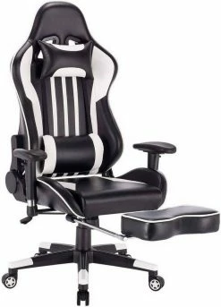 EUGAD Gaming-Stuhl (1 Stück), Racing Stuhl mit Fußstütze Racing Stuhl Drehstuhl Bürostuhl Schreibtischstuhl PC Stuhl mit Wippfunktion Höhenverstellbar Kunstleder Rot Grau, Weiß -EUGAD Verkäufe eeeebdbb a842 5942 8da3 6927008b6b18