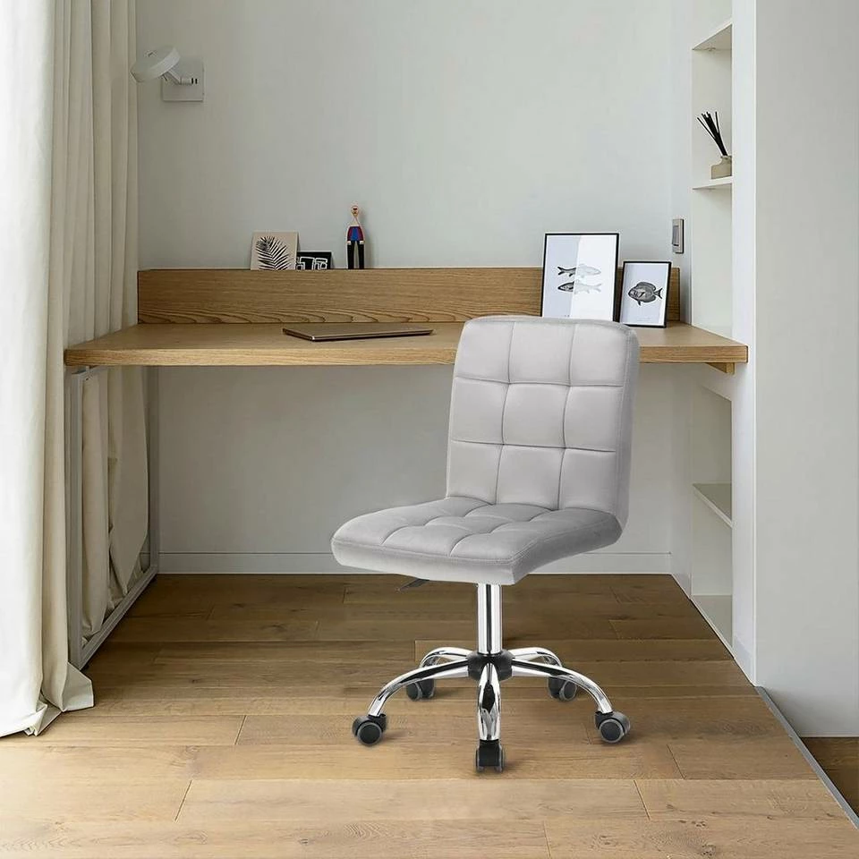 EUGAD Schreibtischstuhl, Arbeitshocker Bürohocker Samt Metall, 360° drehbar, Rosa Hellgrau 11 EUGAD Schreibtischstuhl, Arbeitshocker Bürohocker Samt Metall, 360° drehbar, Rosa Hellgrau – Bild 9
