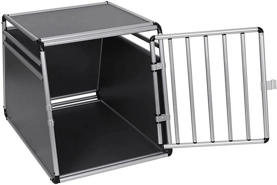 EUGAD Tiertransportbox, Hundetransportbox Alu Hundebox Reisebox Autobox für Husky Samojede Weimaraner Labrador Golden Retriever 90 x 65 x 69 cm XXL Schwarz Grau 8 EUGAD Tiertransportbox, Hundetransportbox Alu Hundebox Reisebox Autobox für Husky Samojede Weimaraner Labrador Golden Retriever 90 x 65 x 69 cm XXL Schwarz Grau – Bild 6