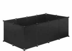 EUGAD Freigehege, Freigehege für Kaninchen Hasen Meerschweinchen Welpenauslauf DIY, 12 Platten 145 x 75 x 46 cm Grau, Schwarz, Transparent, Weiß