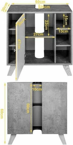 EUGAD Waschbeckenunterschrank Unterschrank Badezimmerschrank mit Tür 60 x 30 x 62 cm Grau-Weiß -EUGAD Verkäufe efb82a4f 0671 51f0 a8e4 70067eee8fd3