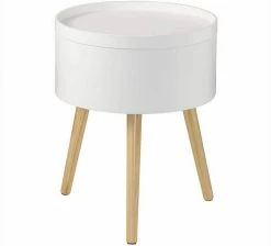 EUGAD Nachttisch, Beistelltisch mit Stauraum Nachtkommode Nachtschrank Holzbeine MDF 38x38x48,5cm Weiß