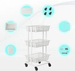 EUGAD Beistellwagen »0030CC«, Rollwagen Küchewagen 3 Gitterkörbe, Rolle mit Bremse 40x76x30 cm Weiß -EUGAD Verkäufe f1e9815a 44f4 5c98 aafd 82ebd7ca3dd0