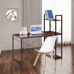 EUGAD Schreibtisch, Bürotisch mit Ablage Holz Stahl 120x64x120cm (BxTxH) Hell Eiche+schwarz Dunkel Buche-Schwarz, Hell Eiche-Schwarz, Hell Eiche-Wei&szlig; -EUGAD Verkäufe f26b6fcd 62eb 554f b4e6 39edfd6fabfa