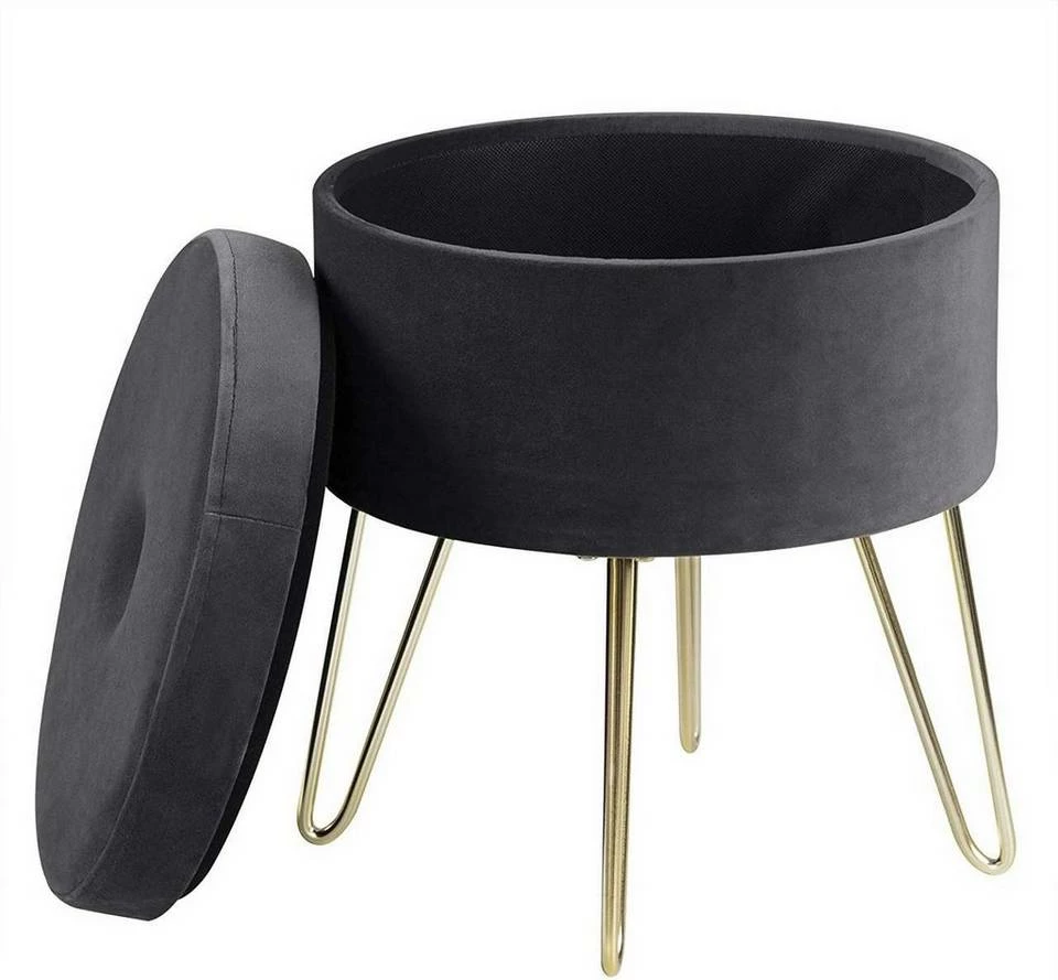 EUGAD Sitzhocker, Samthocker mit Stauraum, rund, mit stabilen goldenen Metallfüßen, Türkis Dunkelgrau, Dunkelgrün, Hellgrau, Rosa, Türkis 21 EUGAD Sitzhocker, Samthocker mit Stauraum, rund, mit stabilen goldenen Metallfüßen, Türkis Dunkelgrau, Dunkelgrün, Hellgrau, Rosa, Türkis – Bild 19