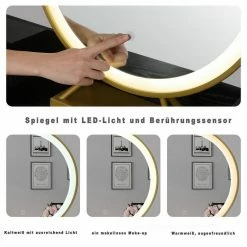 EUGAD Schminktisch (1-St), Schminktisch mit LED-Beleuchtung in 3 Farben, Kosmetiktisch mit Spiegel und Hocker, 5 Schubladen, 100x40x140cm, Modern Kosmetiktisch Weiß Schwarz, Weiß 32 EUGAD Schminktisch (1-St), Schminktisch mit LED-Beleuchtung in 3 Farben, Kosmetiktisch mit Spiegel und Hocker, 5 Schubladen, 100x40x140cm, Modern Kosmetiktisch Weiß Schwarz, Weiß -EUGAD Verkäufe f45bfa2c 7100 48fd 82e5 f0c80f13a1c6