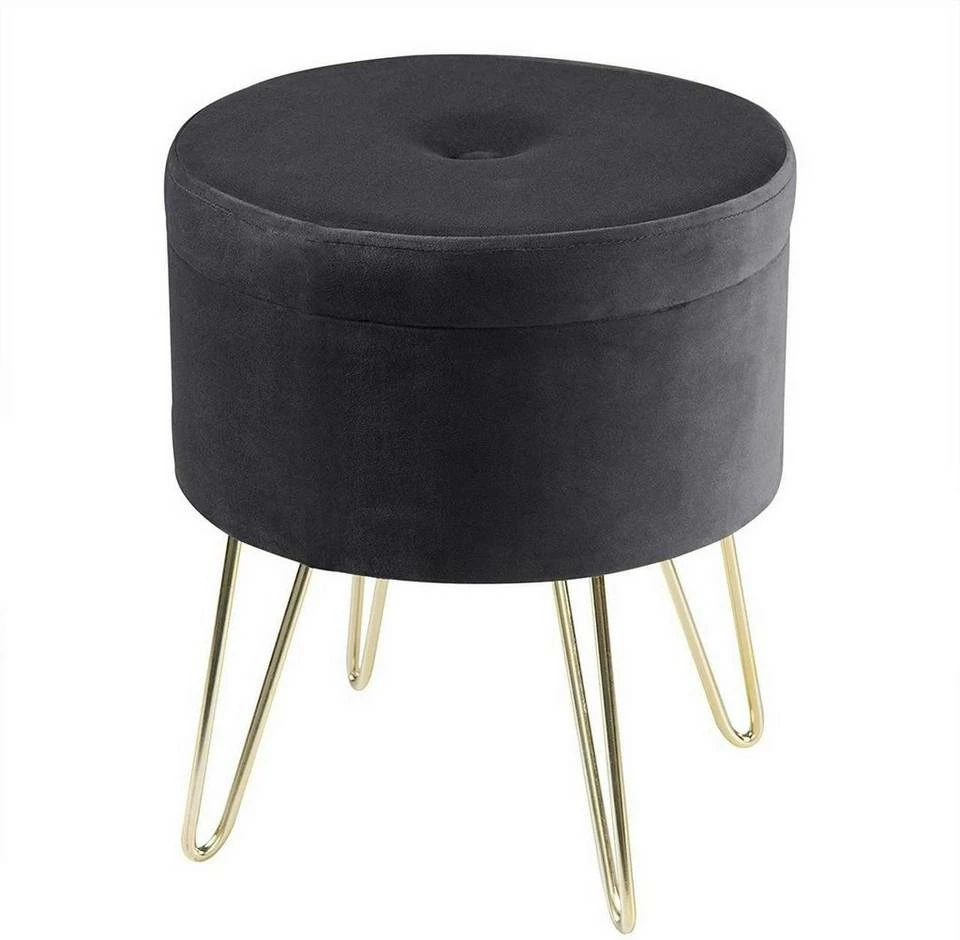 EUGAD Sitzhocker, Samthocker mit Stauraum, rund, mit stabilen goldenen Metallfüßen, Türkis Dunkelgrau, Dunkelgrün, Hellgrau, Rosa, Türkis 25 EUGAD Sitzhocker, Samthocker mit Stauraum, rund, mit stabilen goldenen Metallfüßen, Türkis Dunkelgrau, Dunkelgrün, Hellgrau, Rosa, Türkis – Bild 23