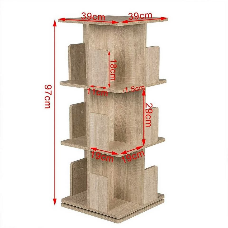 EUGAD Bücherregal, Raumteiler Standregal mit 3 Ebenen, 360° frei drehbar, MDF, Natur 5 EUGAD Bücherregal, Raumteiler Standregal mit 3 Ebenen, 360° frei drehbar, MDF, Natur – Bild 3