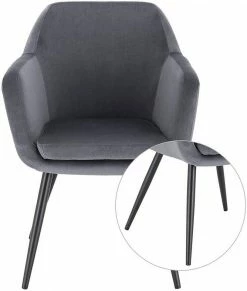 EUGAD Polsterstuhl (1 Stück), Küchenstuhl Samt Stuhl Sessel mit Armlehne, Metallbeine, für Esszimmer Wohnzimmer, Schwarz Dunkelgrau 52 EUGAD Polsterstuhl (1 Stück), Küchenstuhl Samt Stuhl Sessel mit Armlehne, Metallbeine, für Esszimmer Wohnzimmer, Schwarz Dunkelgrau -EUGAD Verkäufe f6c63026 6e30 49ca 858b 892b174ba4a8