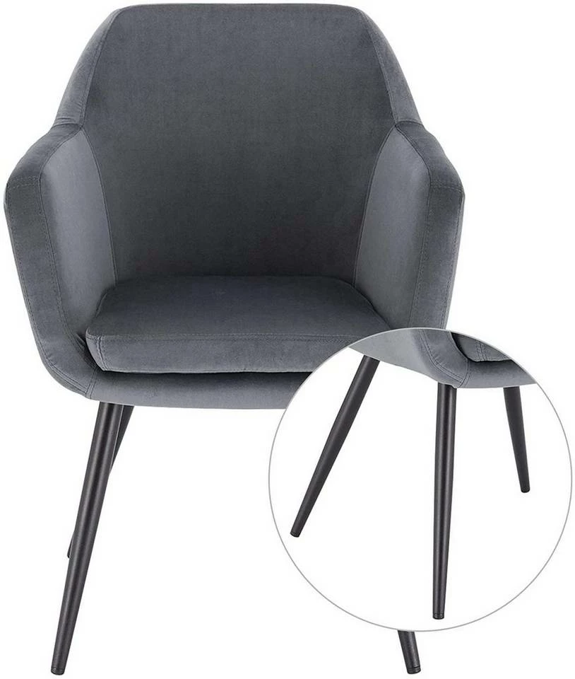 EUGAD Polsterstuhl (1 Stück), Küchenstuhl Samt Stuhl Sessel mit Armlehne, Metallbeine, für Esszimmer Wohnzimmer, Schwarz Dunkelgrau 23 EUGAD Polsterstuhl (1 Stück), Küchenstuhl Samt Stuhl Sessel mit Armlehne, Metallbeine, für Esszimmer Wohnzimmer, Schwarz Dunkelgrau – Bild 21