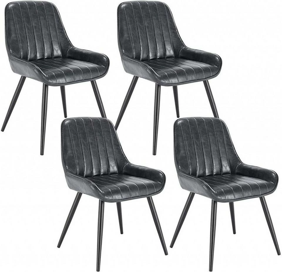 EUGAD Esszimmerstuhl, 4 Stücke Retro Küchenstuhl Sitzfläche aus PU mit Metallbeine Schwarz Braun, Dunkelbraun, Dunkelgrün, Grau 10 EUGAD Esszimmerstuhl, 4 Stücke Retro Küchenstuhl Sitzfläche aus PU mit Metallbeine Schwarz Braun, Dunkelbraun, Dunkelgrün, Grau – Bild 8