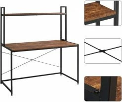 EUGAD Schreibtisch, PC-Tisch Bürotisch Arbeitstisch mit Bücherregal Holz 120x60x140 cm Schwarz-Marmor Schwarz-Vintage -EUGAD Verkäufe f728eac0 c15d 588b b6b7 15b73ddc69cf