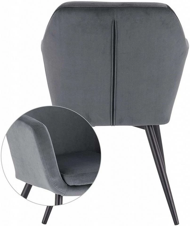 EUGAD Polsterstuhl (1 Stück), Küchenstuhl Samt Stuhl Sessel mit Armlehne, Metallbeine, für Esszimmer Wohnzimmer, Schwarz Dunkelgrau 16 EUGAD Polsterstuhl (1 Stück), Küchenstuhl Samt Stuhl Sessel mit Armlehne, Metallbeine, für Esszimmer Wohnzimmer, Schwarz Dunkelgrau – Bild 14