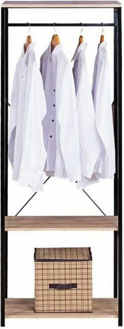 EUGAD Kleiderständer, Garderobenständer mit 2 Ablagen Holz Metall Schwarz-Hell Eiche Schwarz-Vintage, Weiß-Eiche -EUGAD Verkäufe f7cd5bcc c349 5b22 987b c031033b3219