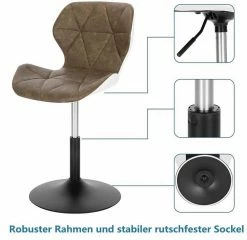 EUGAD Barhocker (2 St), niedriger Barhocker 360° Drehstuhl mit Rückenlehne 120kg belastbar Stuhl höhenverstellbar Kunstleder Sitzhöhe 40-54cm Dunkelbraun Weiß Anthrazit+Wei&szlig;, Dunkelbraun+Wei&szlig; -EUGAD Verkäufe f8270ba2 9b9c 4cd9 88a9 bb72ad34a174