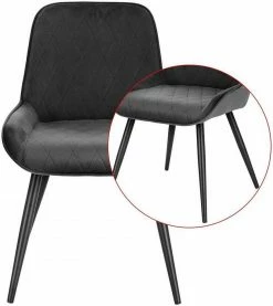 EUGAD Esszimmerstuhl (2 Stück), Polsterstuhl Küchenstuhl Wohnzimmerstuhl mit Rückenlehne, Sitzfläche aus Samt, Retrostuhl mit Metallbeine für Esszimmer Wohnzimmer, Schwarz Dunkelgrau, Dunkelgrün -EUGAD Verkäufe f8a8a4e4 ca92 52b1 8240 a0f6564573e1