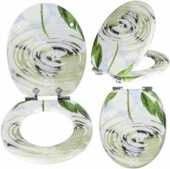 EUGAD WC-Sitz (1-St), Toilettensitz, WC Sitz mit Absenkautomatik, MDF, Holz, Softclose Scharnier Grüne Blätter, Holzfarbe, Lilie, Seestern, Seestern Am Strand, Seestern Sonnenuntergang, Stone, ‎Lila Blume und Stones -EUGAD Verkäufe f96cf99d 5d56 41f4 8242 c73ffd52e39d