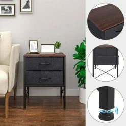 EUGAD Nachttisch (1-St), mit 2 Schubladen Couchtisch Beistelltisch für Wohnzimmer Nachtkommode Nachtschrank für Schlafzimmer industrieller Stil -EUGAD Verkäufe fa3fafa8 1a71 40f1 9da1 587f75eac476