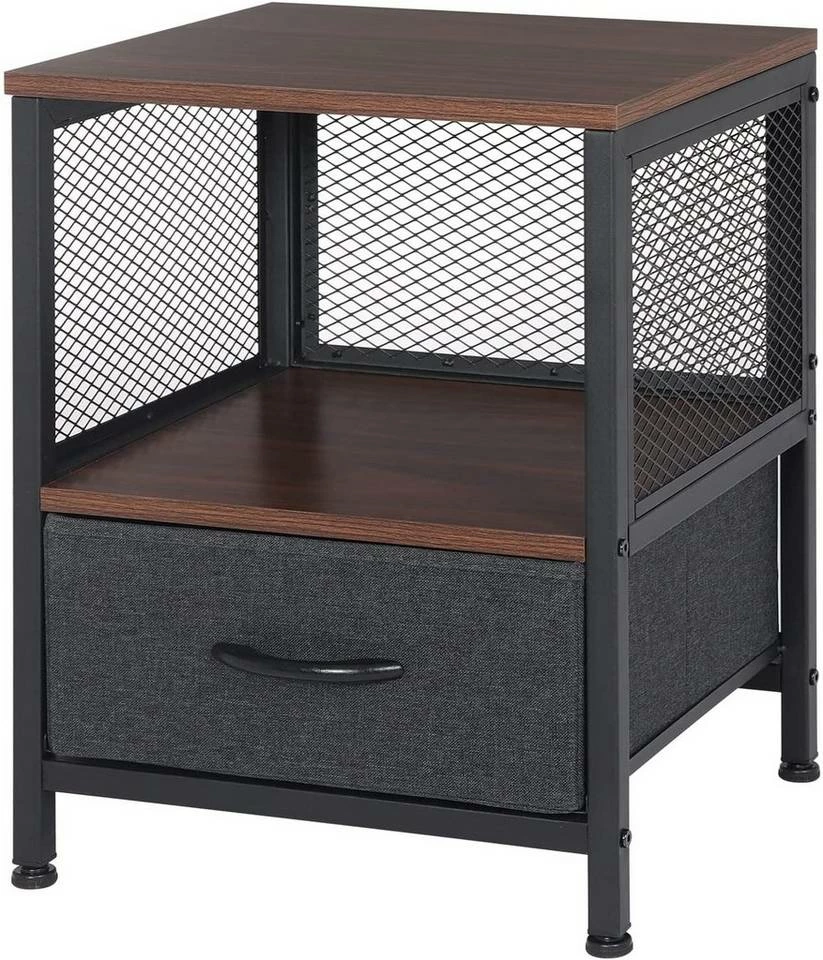 EUGAD Nachttisch (1-St), Nachtkommode mit Ablagen und Schubladen, Beistelltisch für Wohnzimmer, Nachtschrank für Schlafzimmer industrieller Stil, 40x52x36cm 3 EUGAD Nachttisch (1-St), Nachtkommode mit Ablagen und Schubladen, Beistelltisch für Wohnzimmer, Nachtschrank für Schlafzimmer industrieller Stil, 40x52x36cm