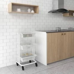EUGAD Beistellwagen »0030CC«, Rollwagen Küchewagen 3 Gitterkörbe, Rolle mit Bremse 40x76x30 cm Weiß -EUGAD Verkäufe fbdf21a0 e44c 5829 a01b 9a5f48b85789