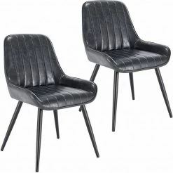 EUGAD Esszimmerstuhl, 2 Stücke Esszimmerstuhl Küchenstuhl Kunstleder Braun, Dunkelbraun, Dunkelgrün, Grau, Schwarz