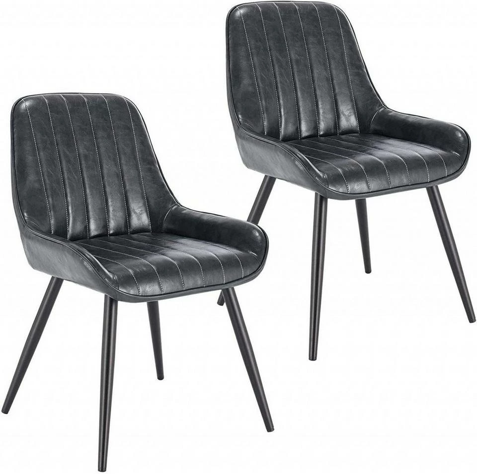 EUGAD Esszimmerstuhl, 2 Stücke Esszimmerstuhl Küchenstuhl Kunstleder Braun, Dunkelbraun, Dunkelgrün, Grau, Schwarz 3 EUGAD Esszimmerstuhl, 2 Stücke Esszimmerstuhl Küchenstuhl Kunstleder Braun, Dunkelbraun, Dunkelgrün, Grau, Schwarz