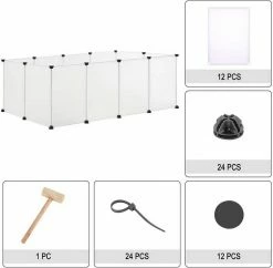 EUGAD Freigehege, Freigehege für Kaninchen Hasen Meerschweinchen Welpenauslauf DIY, 12 Platten 145 x 75 x 46 cm Grau, Schwarz, Transparent, Weiß -EUGAD Verkäufe fe0a01ed ded9 5cb7 8d2b 4390de6eacf9