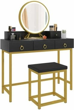 EUGAD Schminktisch (1-St), Schminktisch mit LED-Beleuchtung in 3 Farben, Kosmetiktisch mit Spiegel und Hocker, 5 Schubladen, 100x40x140cm, Modern Kosmetiktisch Weiß Schwarz, Weiß 31 EUGAD Schminktisch (1-St), Schminktisch mit LED-Beleuchtung in 3 Farben, Kosmetiktisch mit Spiegel und Hocker, 5 Schubladen, 100x40x140cm, Modern Kosmetiktisch Weiß Schwarz, Weiß -EUGAD Verkäufe fef7946c 8025 4333 b370 71c6e6044b00