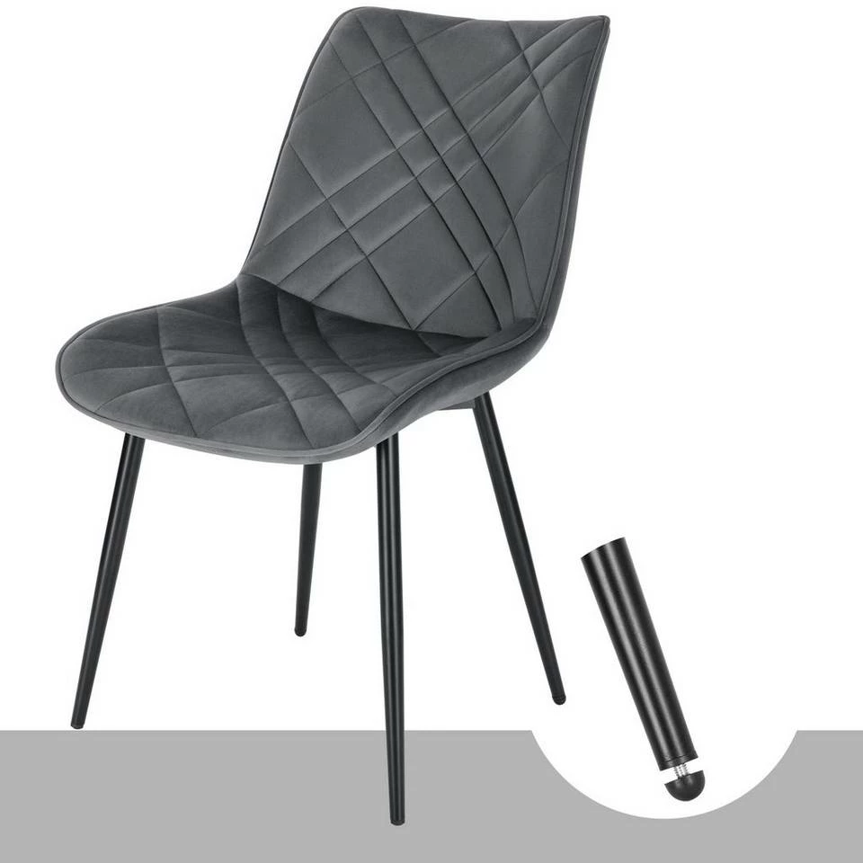 EUGAD Esszimmerstuhl (2 Stück), Küchenstuhl, Polsterstuhl Stuhl,Wohnzimmerstuhl ohne Armlehne, Metallbeine, Samt, Hellgrau Dunkelgrau, Schwarz 17 EUGAD Esszimmerstuhl (2 Stück), Küchenstuhl, Polsterstuhl Stuhl,Wohnzimmerstuhl ohne Armlehne, Metallbeine, Samt, Hellgrau Dunkelgrau, Schwarz – Bild 15