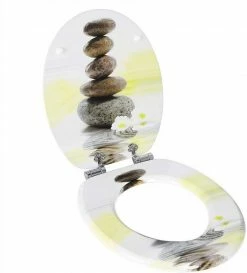 EUGAD WC-Sitz (1-St), Toilettensitz, WC Sitz mit Absenkautomatik, MDF, Holz, Softclose Scharnier Grüne Blätter, Holzfarbe, Lilie, Seestern, Seestern Am Strand, Seestern Sonnenuntergang, Stone, ‎Lila Blume und Stones -EUGAD Verkäufe ff9c181f 9c31 436d 8b23 c95167c80402