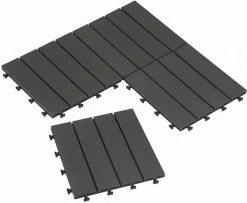 EUGAD WPC-Fliesen, 22 Stück WPC Terrassenfliesen in T-Form 30x30cm Dunkelgrau Anthrazit, Braun, Hellgrau